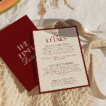 Cartão De Informações Classy Burgundy Cream Old Money Wedding Details<br><div class="desc">Simple and stylish retro colorful wedding guest info details. With cream chic background and burgundy text layout with whimsical old money classy wordings. All the info are customizable as website,  transportation,  accommodation . Grab it along with other products from this classy hand made retro wedding suite.</div>