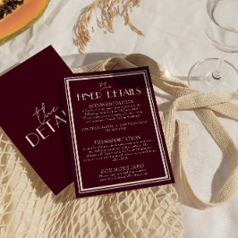 Cartão De Informações Classy Raspberry Ivory Old Money Wedding Details