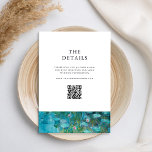 Cartão De Informações Claude Monet Water Lily Wedding<br><div class="desc">Crie seus cartões personalizados de cerimônia de casamento com a pintura de Claude Monet Water Lily.</div>