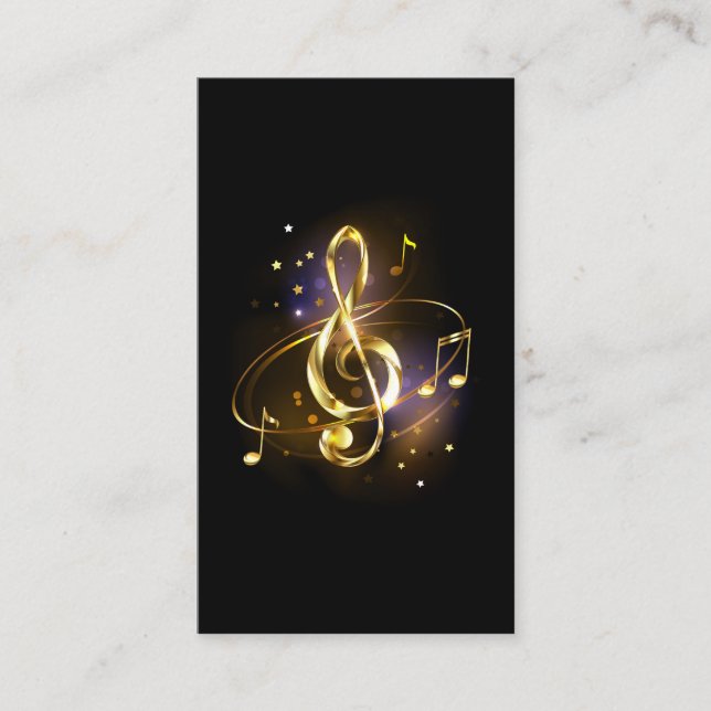 Cartão De Informações Clave de Sol Musical de Ouro (Frente)