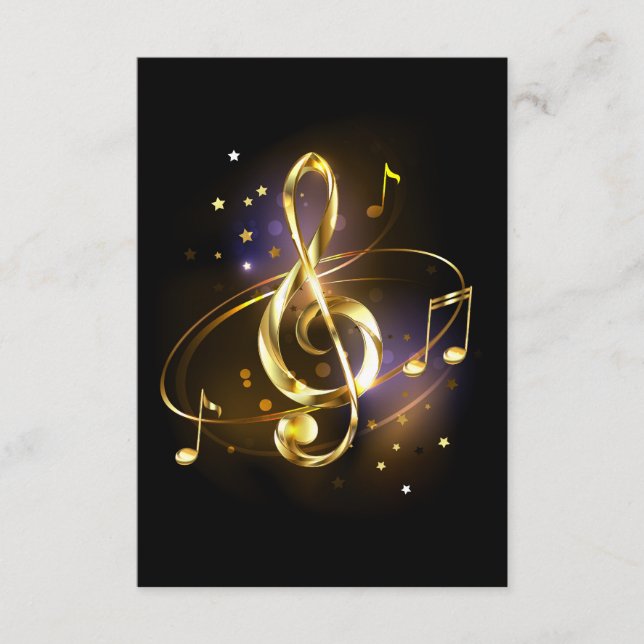Cartão De Informações Clave de Sol Musical de Ouro (Frente)