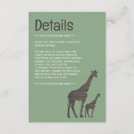 Cartão De Informações Clay Safari Giraffe, Detalhe Russo Do Casamento