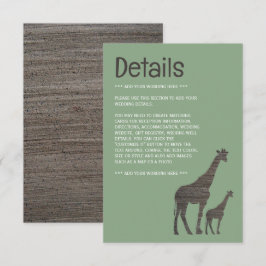 Cartão De Informações Clay Safari Giraffe, Detalhe Russo Do Casamento