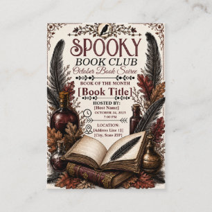 Cartão De Informações Clube de Leitura Assombrado Gótico Vintage Hallowe