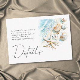 Cartão De Informações Coastal Beach Modern Watercolor Wedding Details