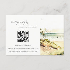 Cartão De Informações Coastal Beach Sun Seascape Casamento QR Code RSVP