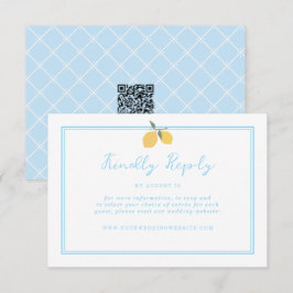 Cartão De Informações Coastal Blue Lemon Amalfi QR Code RSVP 