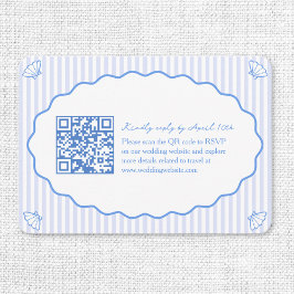 Cartão De Informações Coastal Chic Blue Weding Website QR Code RSVP