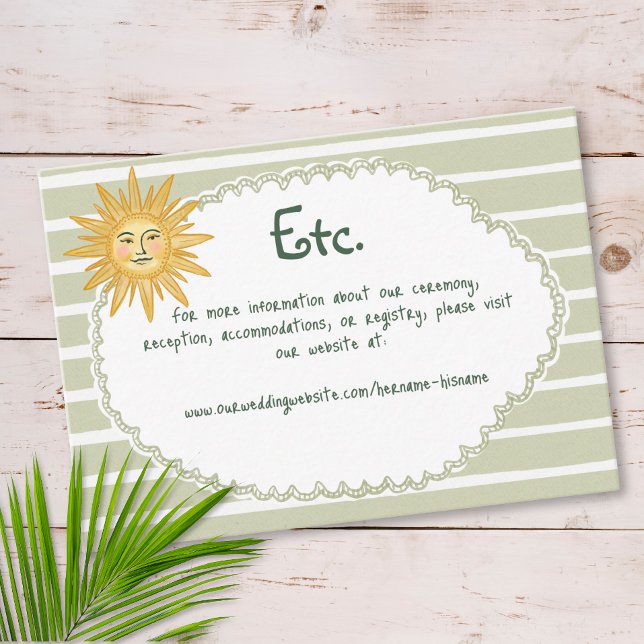 Cartão De Informações Coastal Chic Sun Palm Tree Wedding Details (Coastal Chic Sun Palm Tree Wedding Details Enclosure Card)