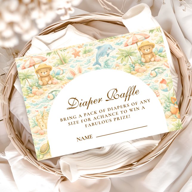 Cartão De Informações Coastal Pastel Animals Diapper Raffle (Criador carregado)