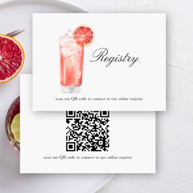 Cartão De Informações Cocktail Bridal shower QR code for registry  (Criador carregado)