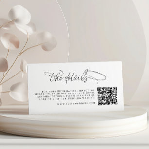 Cartão De Informações Cód. QR da Caligrafia Preta e Branca