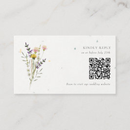 Cartão De Informações Código de Casamento de Código QR do Jardim Floral