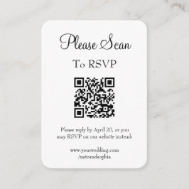 Cartão De Informações Código de QR de casamento branco moderno simples