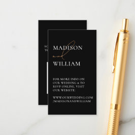 Cartão De Informações Código de QR do Site de Casamento Preto Moderno