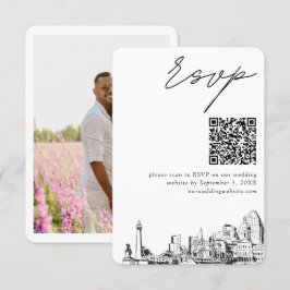 Cartão De Informações Código de QR RSVP de Casamento Baltimore - Pequeno
