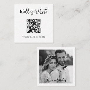 Cartão De Informações Código de QR 💍 Site de casamento Elegante Minimal