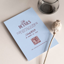 Cartão De Informações Código de RSVP para Detalhes de Casamento Burgundy
