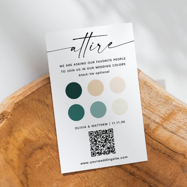 Cartão De Informações Código de Vestido de Casamento de Convidado Verde  (Criador carregado)