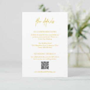 Cartão De Informações Código QR Amarelo Clássico Casamento Elegante