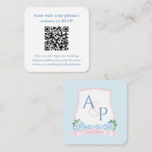 Código QR Aquarela Rosa Azul Casamento RSVP