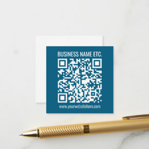 Cartão De Informações Código QR azul do oceano editável