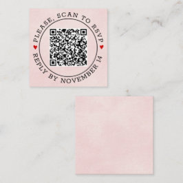Cartão De Informações Código QR Borda RSVP Manchada Pink