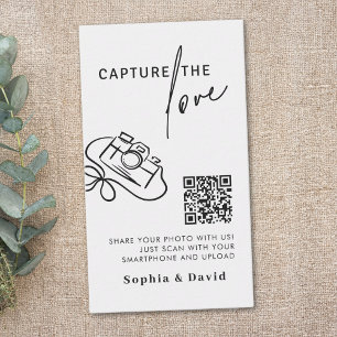 Cartão De Informações Código QR Capturar o Amor Caligrafia Casamento