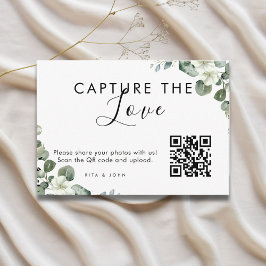 Cartão De Informações Código QR Capture The Love de Eucalipto Moderno 