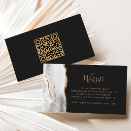 Cartão De Informações Código QR Casamento Cinza Branco Dourado Ágata Esc