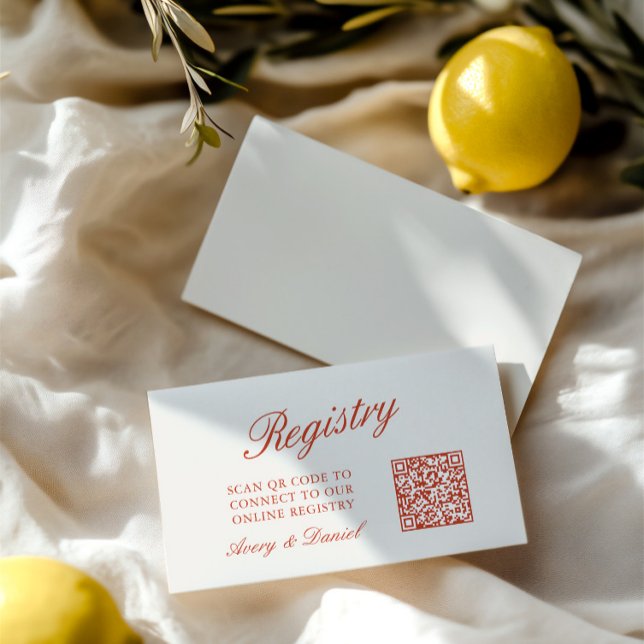 Cartão De Informações Código QR Casamento de Registro (QR Code Wedding Registry Ivory Enclosure Card)