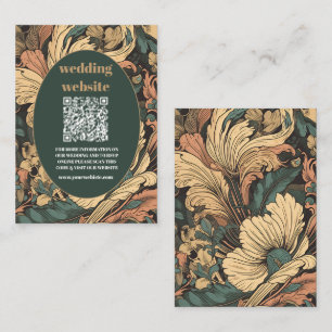 Cartão De Informações código qr Casamento Elegante Floral Art Nouveau
