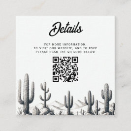 Cartão De Informações Código QR Casual de Casamento de Cactus