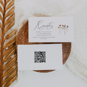Cartão De Informações Código QR Colorir de Flor Selvagem Registro de Beb