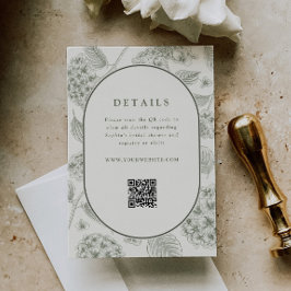 Cartão De Informações Código QR com Detalhes do Casamento de Hortênsias 