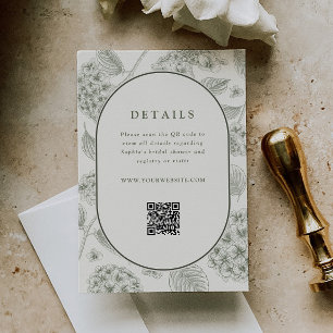 Cartão De Informações Código QR com Detalhes do Casamento de Hortênsias