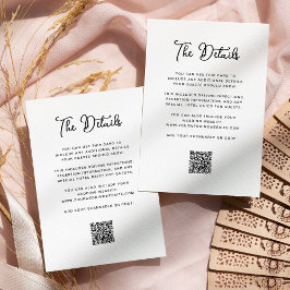 Cartão De Informações Código QR com Detalhes do Convidado de Casamento D