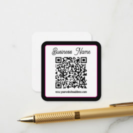 Cartão De Informações Código QR com letra cursiva de script
