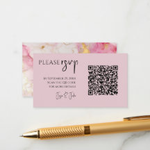 Código QR cor-de-rosa e dourado para casamentos RS