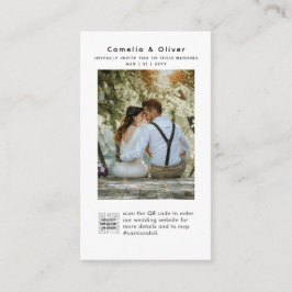 Cartão De Informações CÓDIGO QR DA FOTO DE Casamento Branco e Preto MINI
