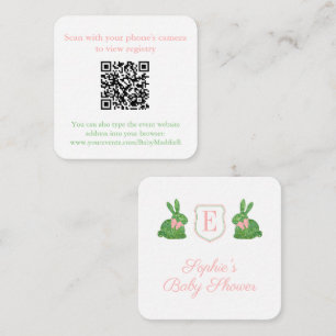 Cartão De Informações Código QR de Boxwood Bunny Pintado à Mão