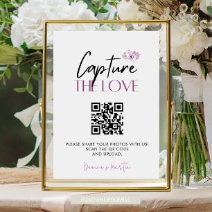 Cartão De Informações Código QR de captura de amor de roteiro moderno 