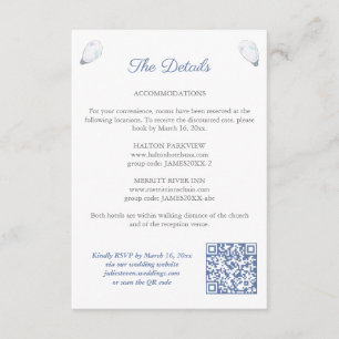 Cartão De Informações Código QR de Casamento à Beira-Mar com Concha de O