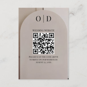 Cartão De Informações Código QR de Casamento Arch Neutral Luxe