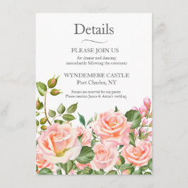 Cartão De Informações Código QR de Casamento Botânico Rosa Corado 