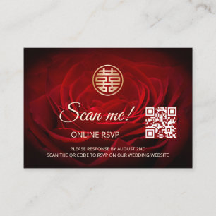 Cartão De Informações Código QR de Casamento Chinês RSVP Online