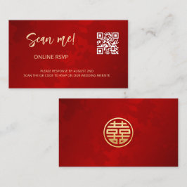 Cartão De Informações Código QR de Casamento Chinês RSVP Online