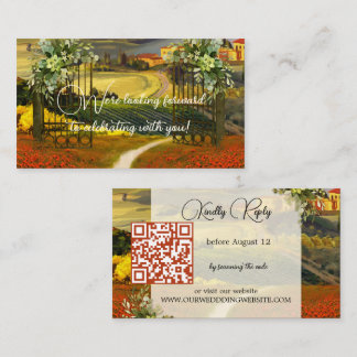Cartão De Informações Código QR de Casamento Colorido na Paisagem Tuscan