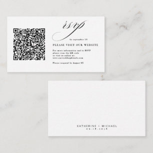 Cartão De Informações Código QR de Casamento com Caligrafia de Letra Rom