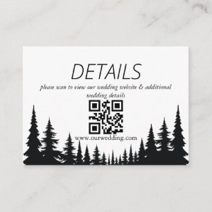Cartão De Informações Código QR de casamento de inverno com árvores de p
